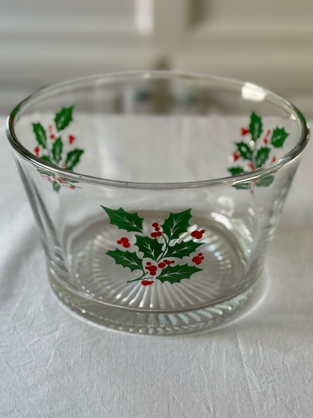 Vintage Indiana Glass Holly Berry Clear Glass Bowl | Ice Bucket | 1960s HTF